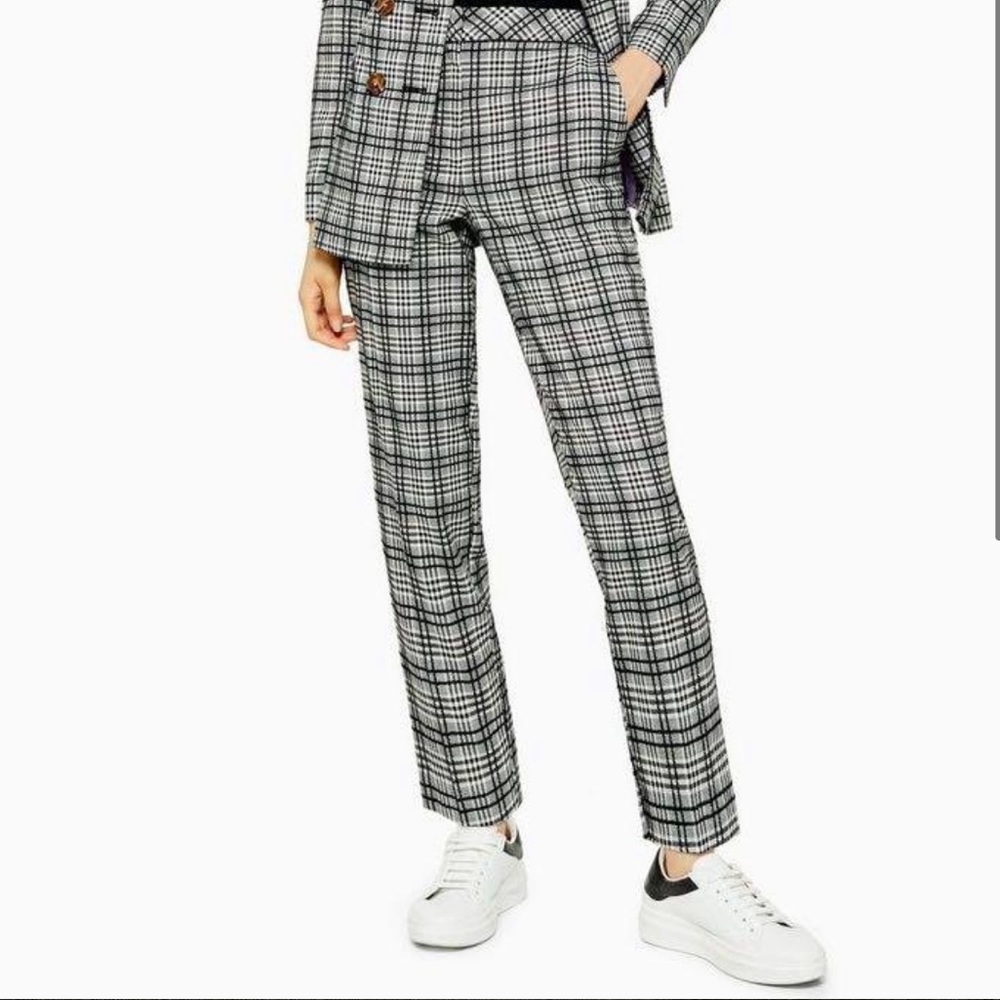Topshop Plaid Check Cigarette Trousers